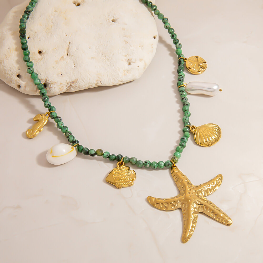 Series Vacation Turtle Stainless Steel Waterproof   Gold Color  Women's Pendant Necklaces