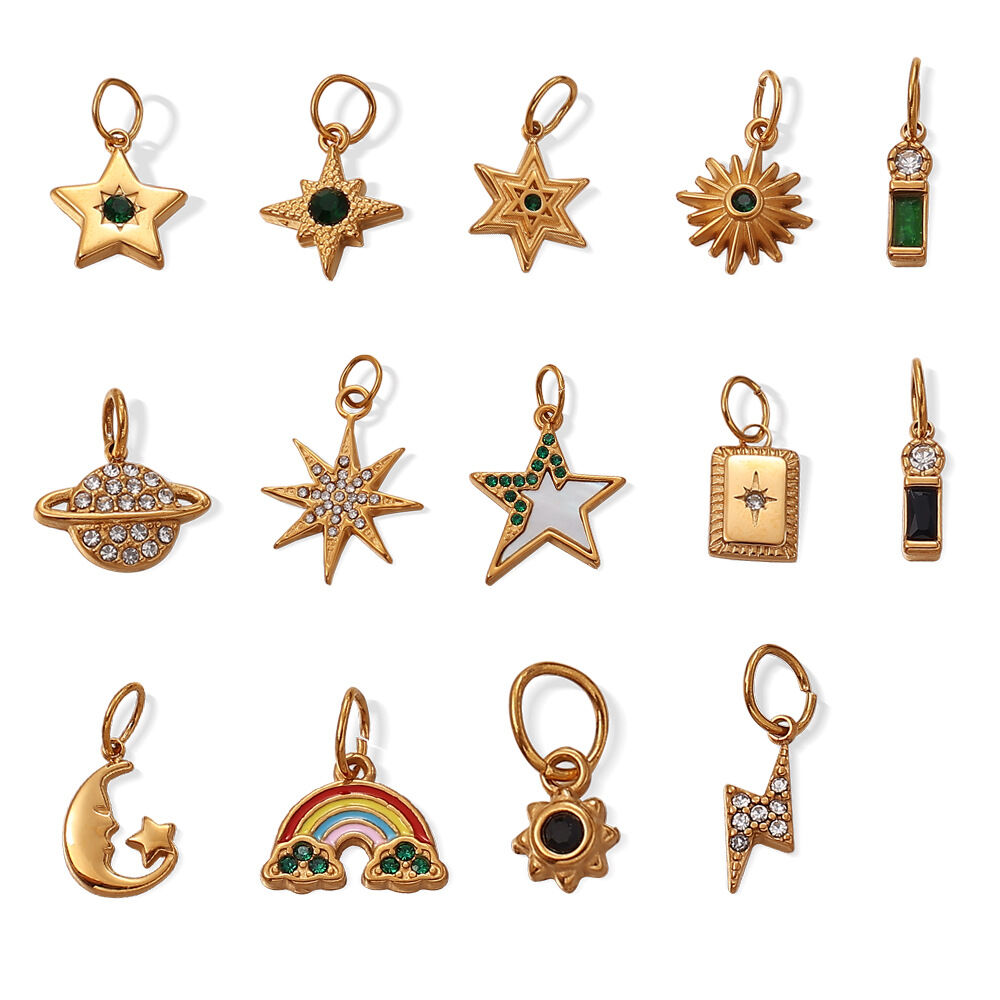 1 Piece Simple Stainless Steel Waterproof Gold Color DIY Pendant h5 Picture4