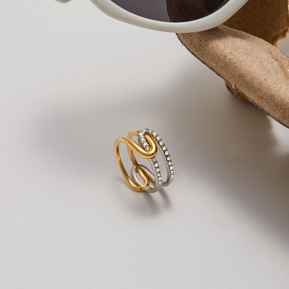 1 Piece Luxurious Series Classic Geometric Stainless Steel Waterproof Gold Color Women's Gemstone Rings Picture6