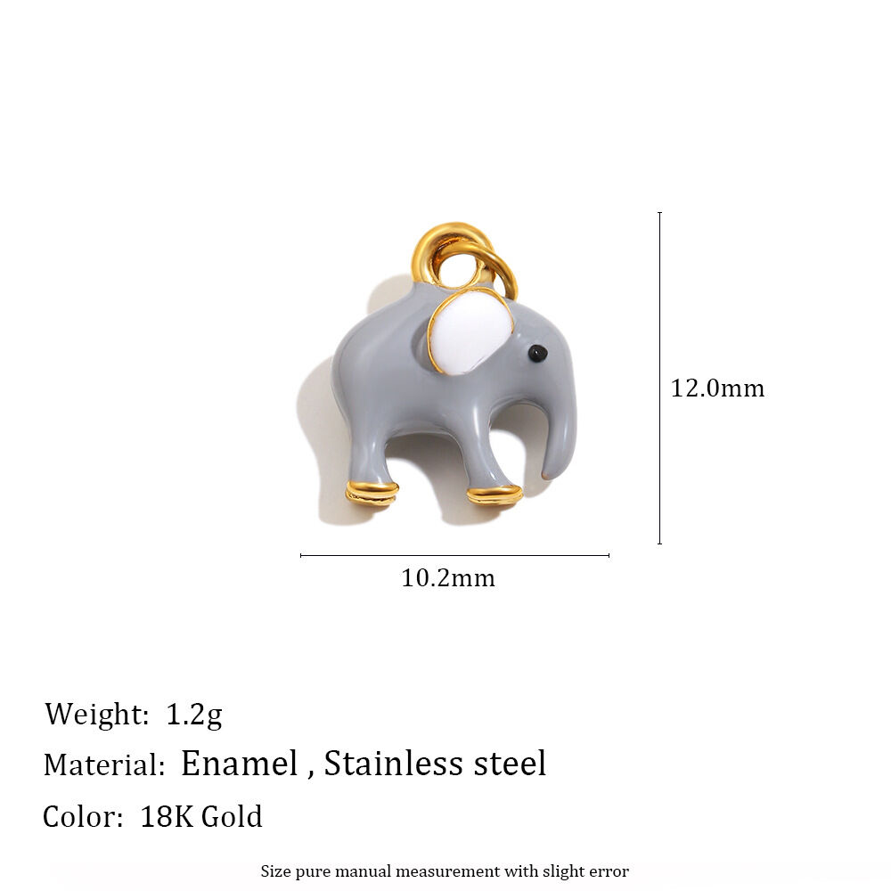 Oil Dripping Elephant Pendant-Gold-1 Picture19