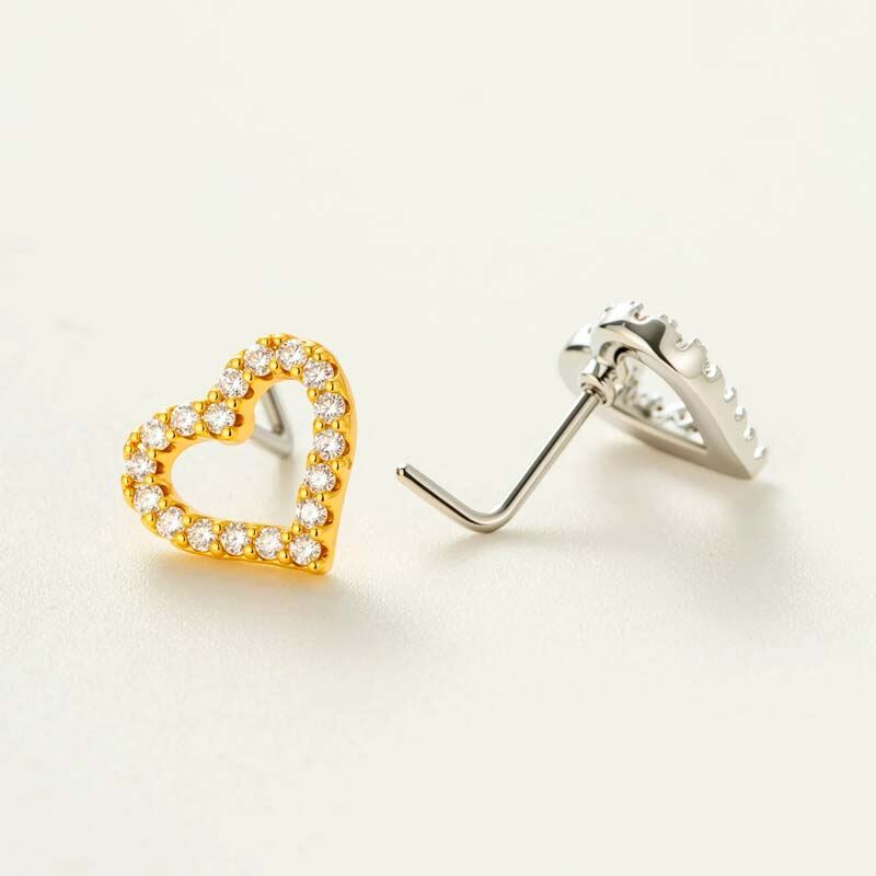 1 pezzo di orecchino a forma di cuore in zircone color oro e rame da donna 2