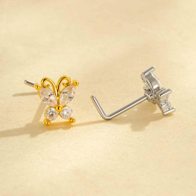 1 Piece Copper Gold Color Zircon  Nose Stud 2