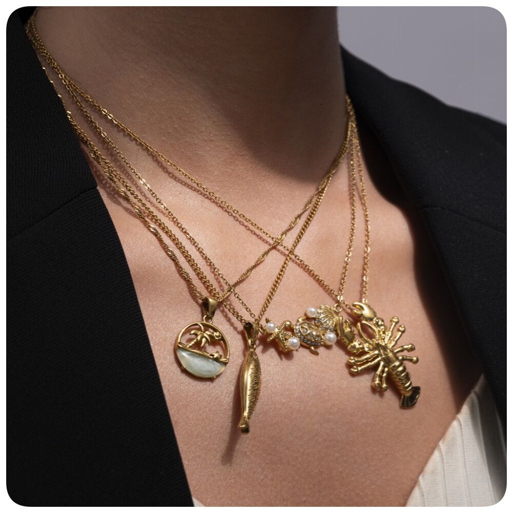 1 Piece Stainless Steel Waterproof Gold Color Pendant Necklaces Picture4