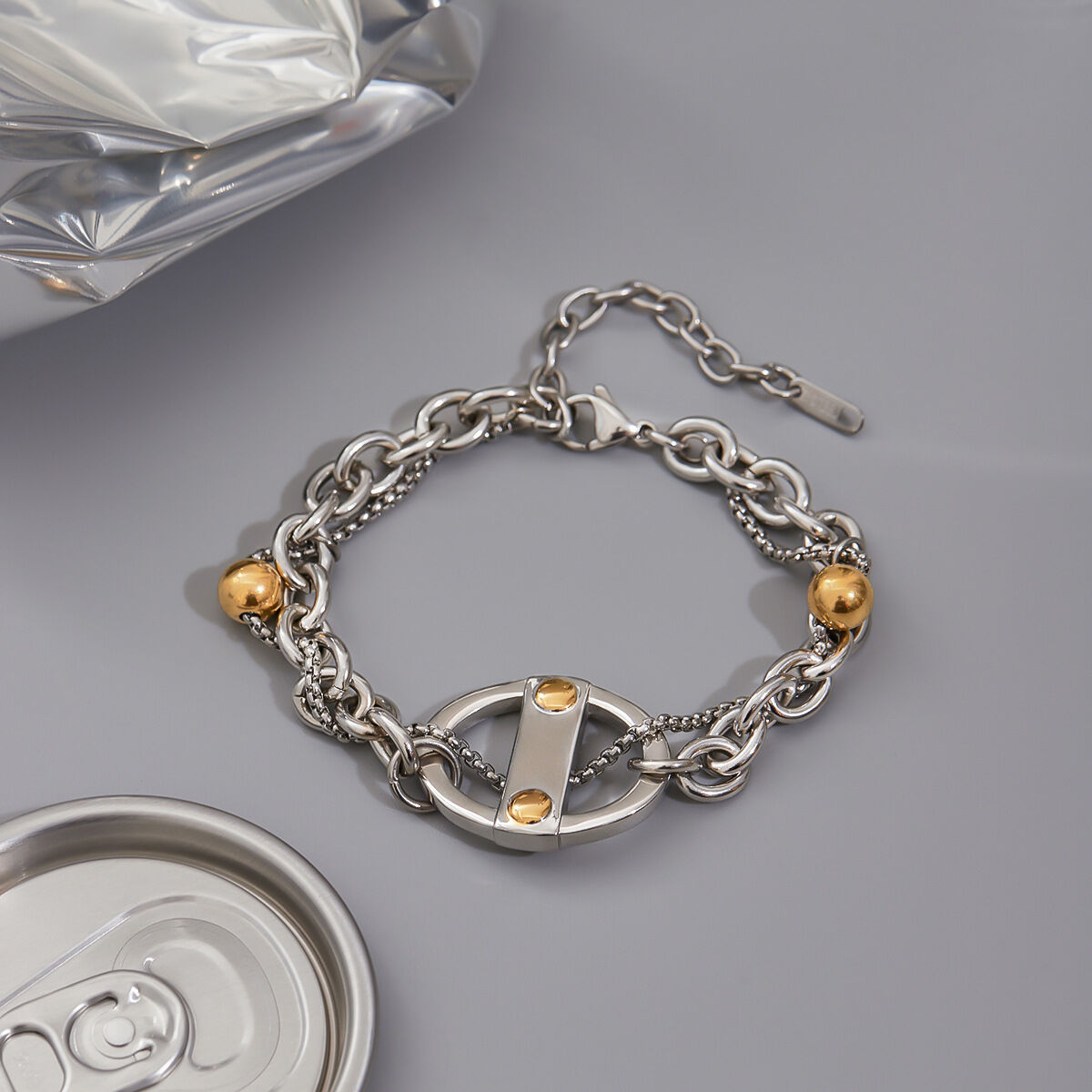 1 pezzo moderno geometrico in acciaio inossidabile impermeabile color oro collana con ciondolo da donna h5 Immagine4