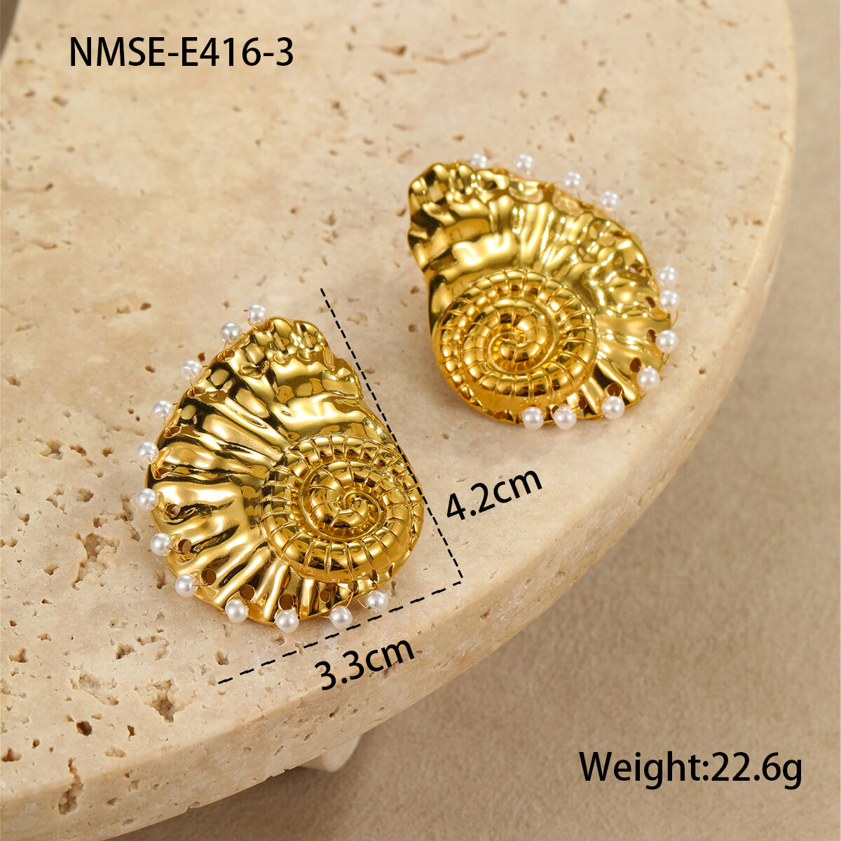 NMSE-E416-3 kleine Perlen-Muschelohrringe Bild2