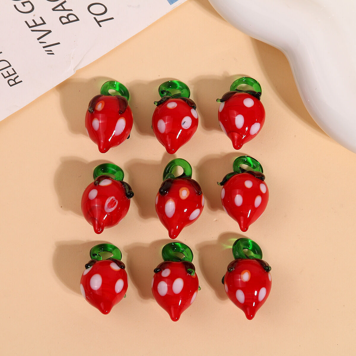 1 Piece Simple Series Cute Plant Glass Jewelry Beads h5 Picture4