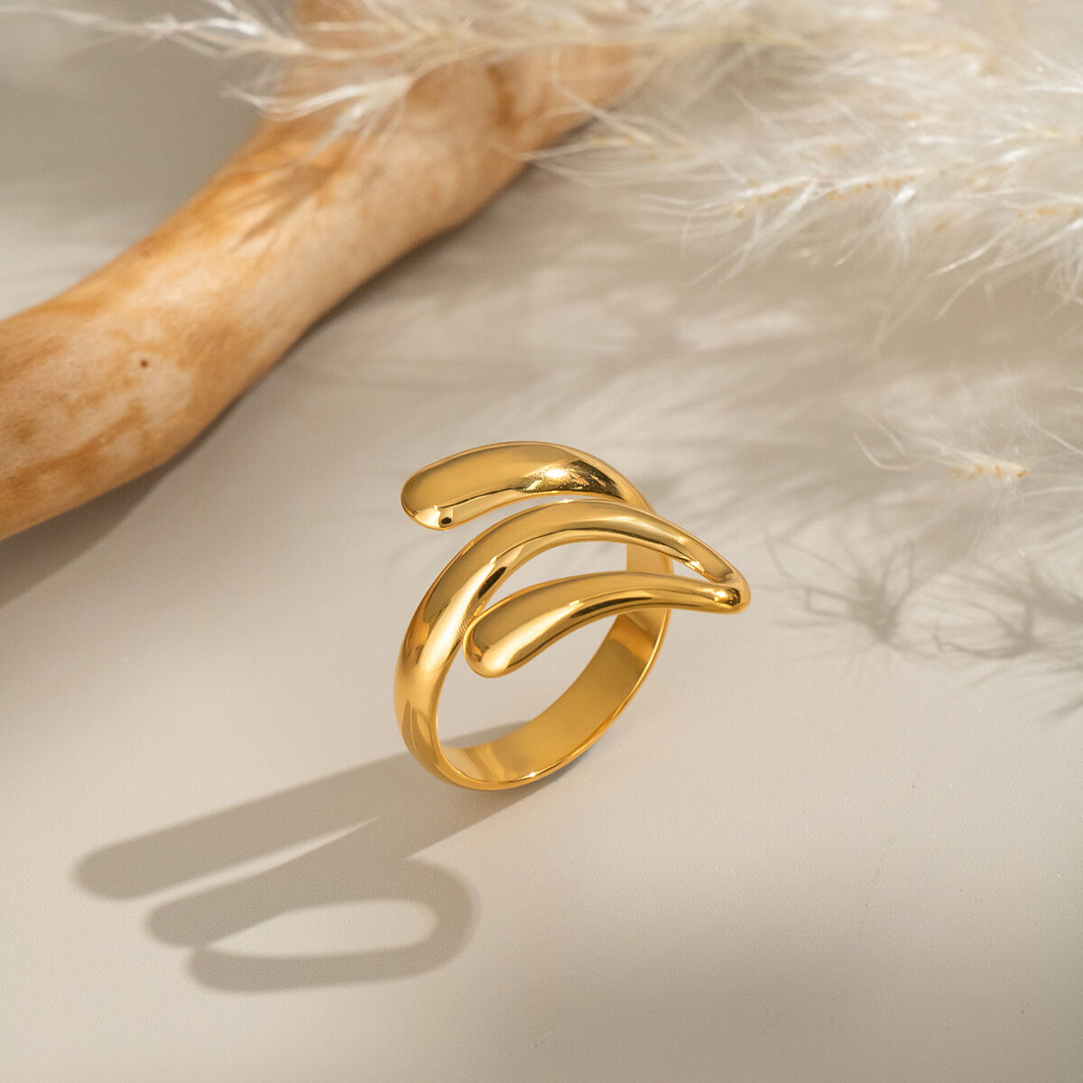 1 Stück Edelstahlring, wasserdicht, goldfarben, minimalistisch