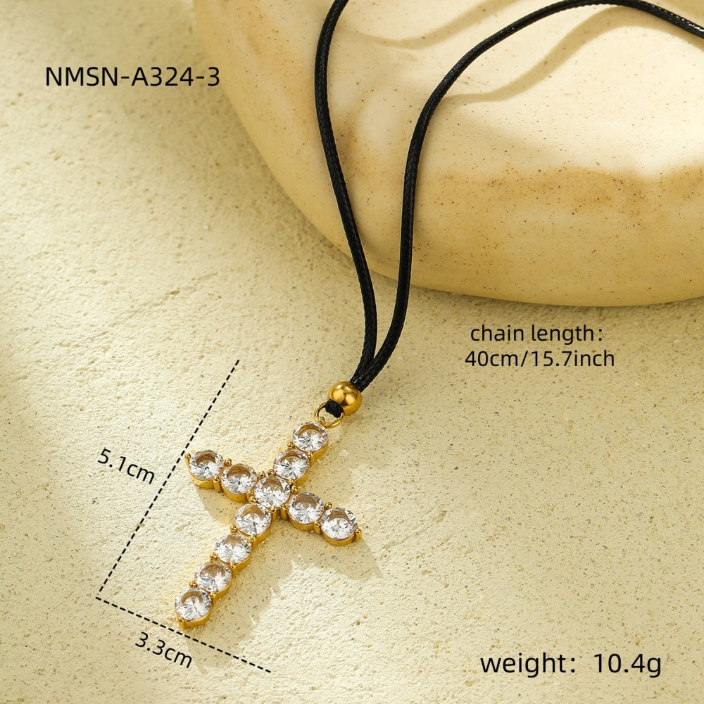 Retro Cross Stainless Steel Waterproof Gold Color Women's Pendant Necklaces Picture2