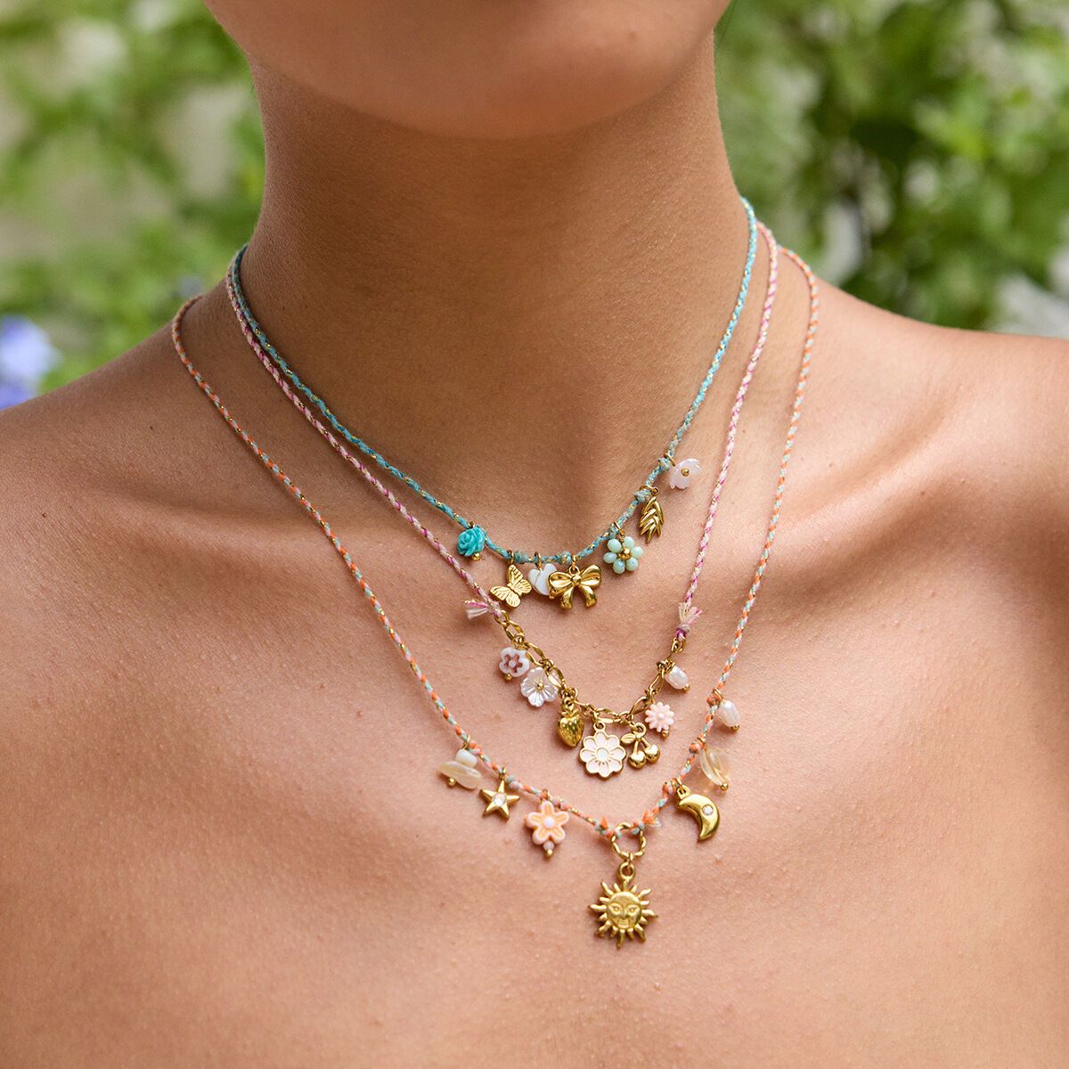 1 Piece Vacation Flower String Braided Necklaces