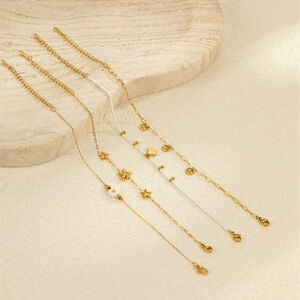 1 Piece Simple Series Sweet Flower Stainless Steel Waterproof Gold Color Women's Chain Bracelets h5 Picture2