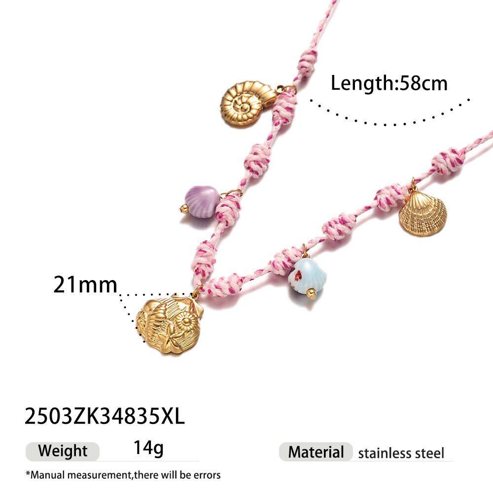 1 Piece Oceanic Stainless Steel Waterproof Gold Color Braided Necklaces h5 