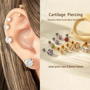 1 Stück täglicher, ringförmiger Ohrring aus wasserdichtem Edelstahl in Goldfarbe mit Zirkonia für Damen. h5 Bild5