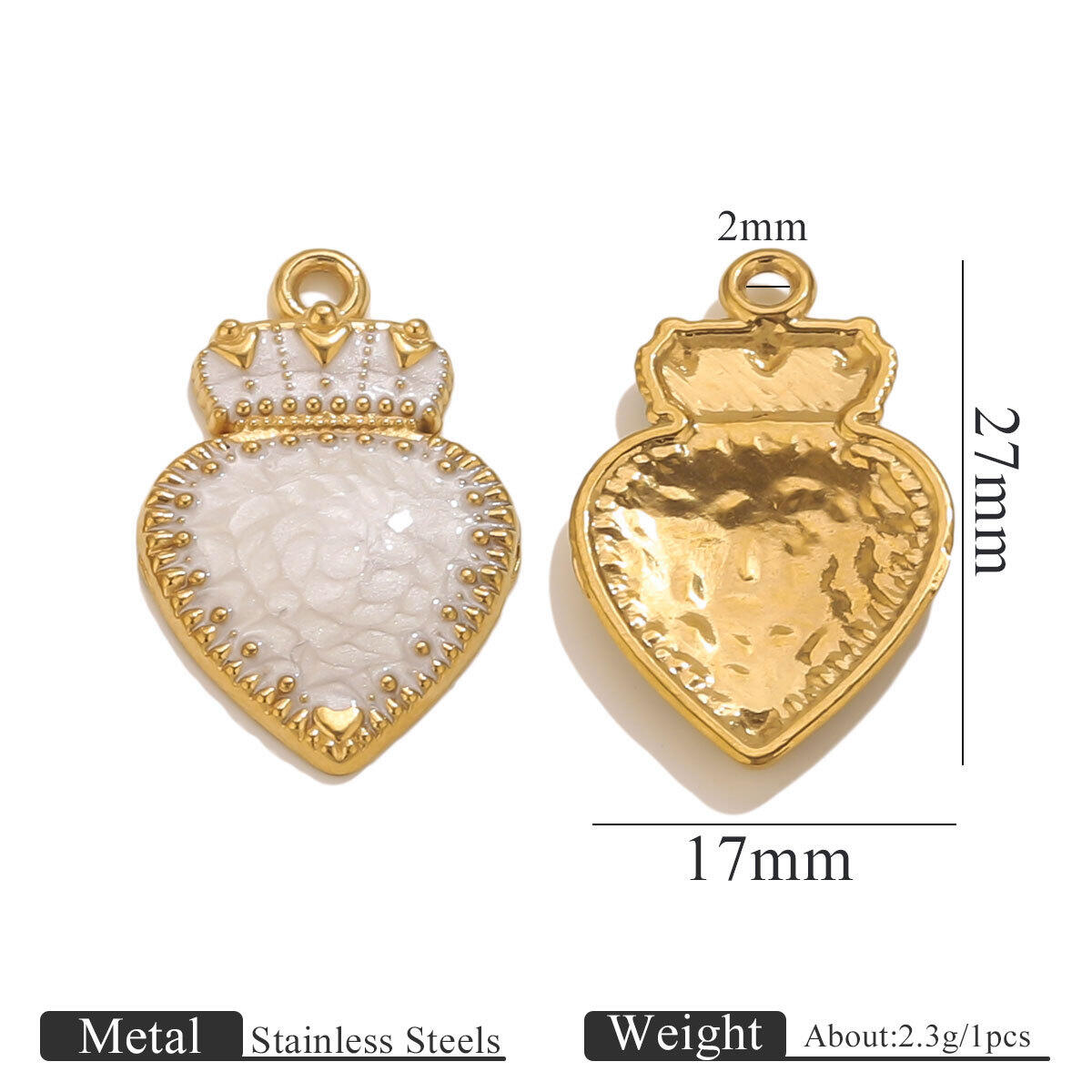1 Piece DIY Crown Heart Stainless Steel Waterproof Women's Pendants 