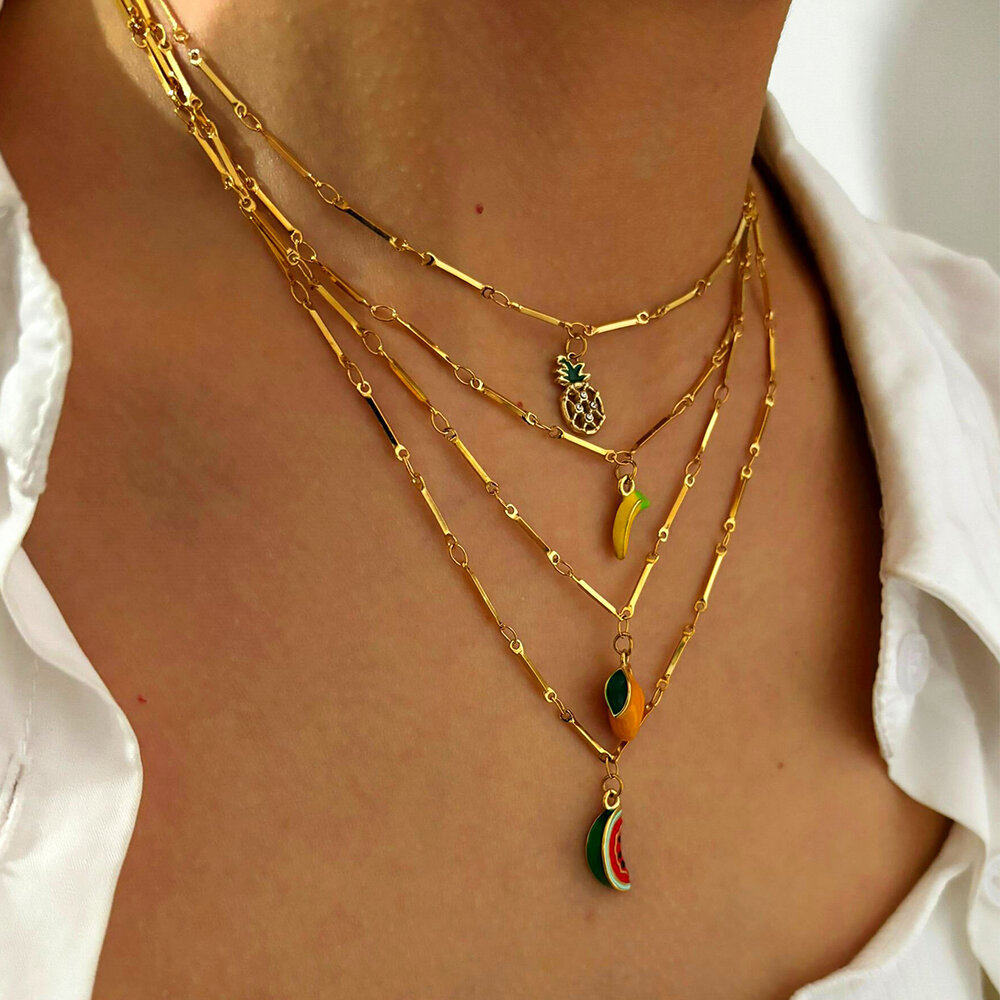 1 Piece Fruit Stainless Steel Waterproof Gold Color Pendant Necklace h5Picture3
