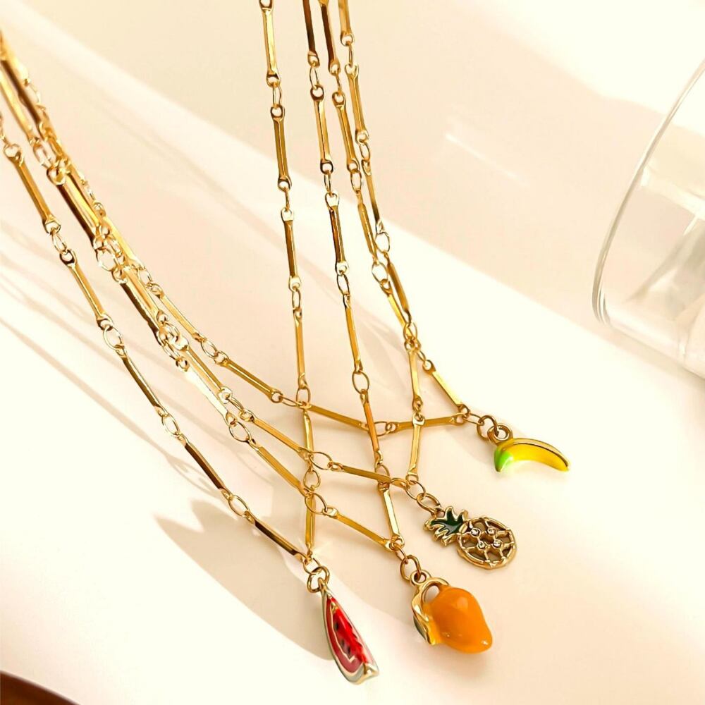 1 Piece Fruit Stainless Steel Waterproof Gold Color Pendant Necklace h5Picture5