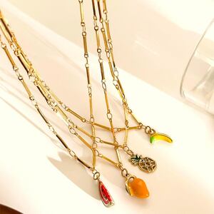 1 Piece Fruit Stainless Steel Waterproof Gold Color Pendant Necklace h5 Picture5