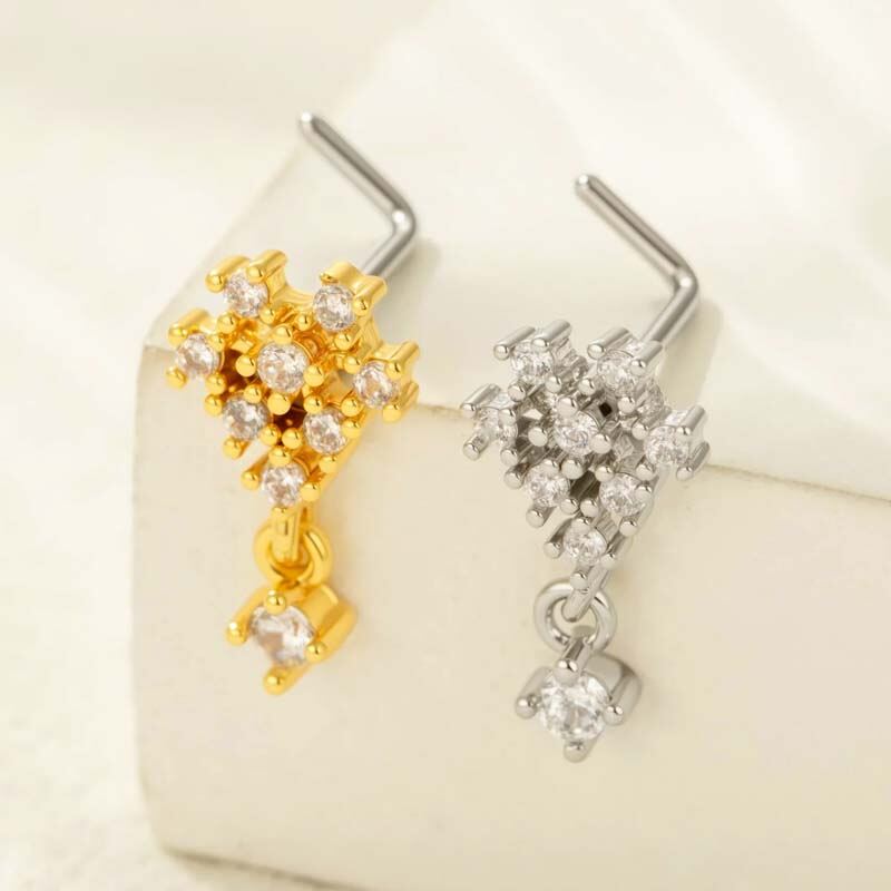 1 Piece Flower Copper Gold Color Zircon Women's Nose Stud