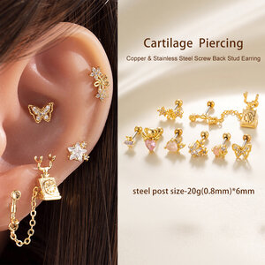 1 Stück glänzende Herz Titan Stahl Zirkon Damen Piercing Ohrringe h5 Bild6