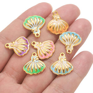 1 Piece Colorful Conch Stainless Steel Waterproof Gold Color Women's Pendants h5 Picture4