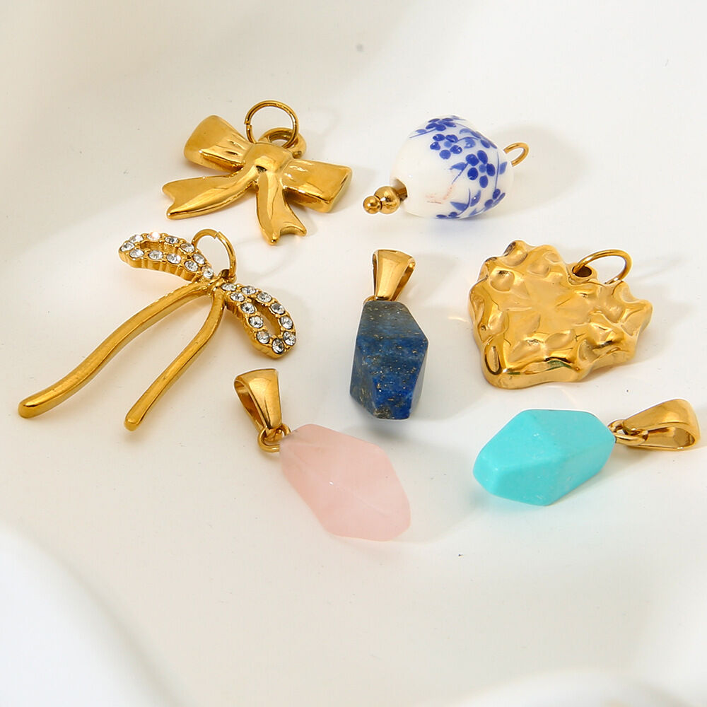 DIY Bow Knot Stainless Steel Waterproof   Gold Color Pendants Picture3