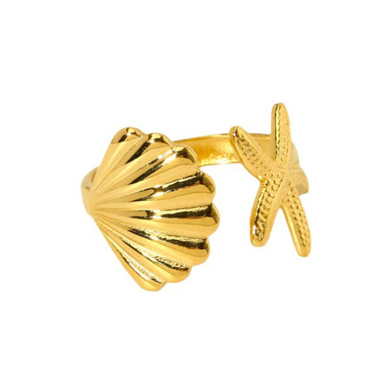 Anillos ajustables de acero inoxidable resistentes al agua para mujer con diseño de tortuga de vacaciones de la serie romántica h5 Imagen5