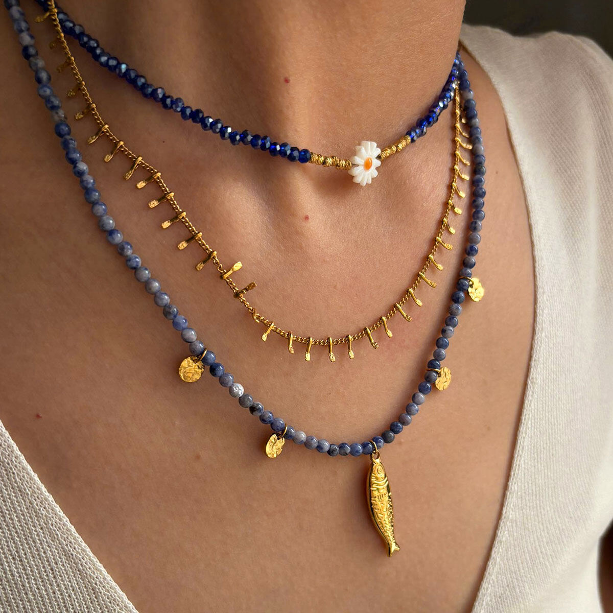 Collana con perline in pietra naturale da 1 pezzo Immagine2