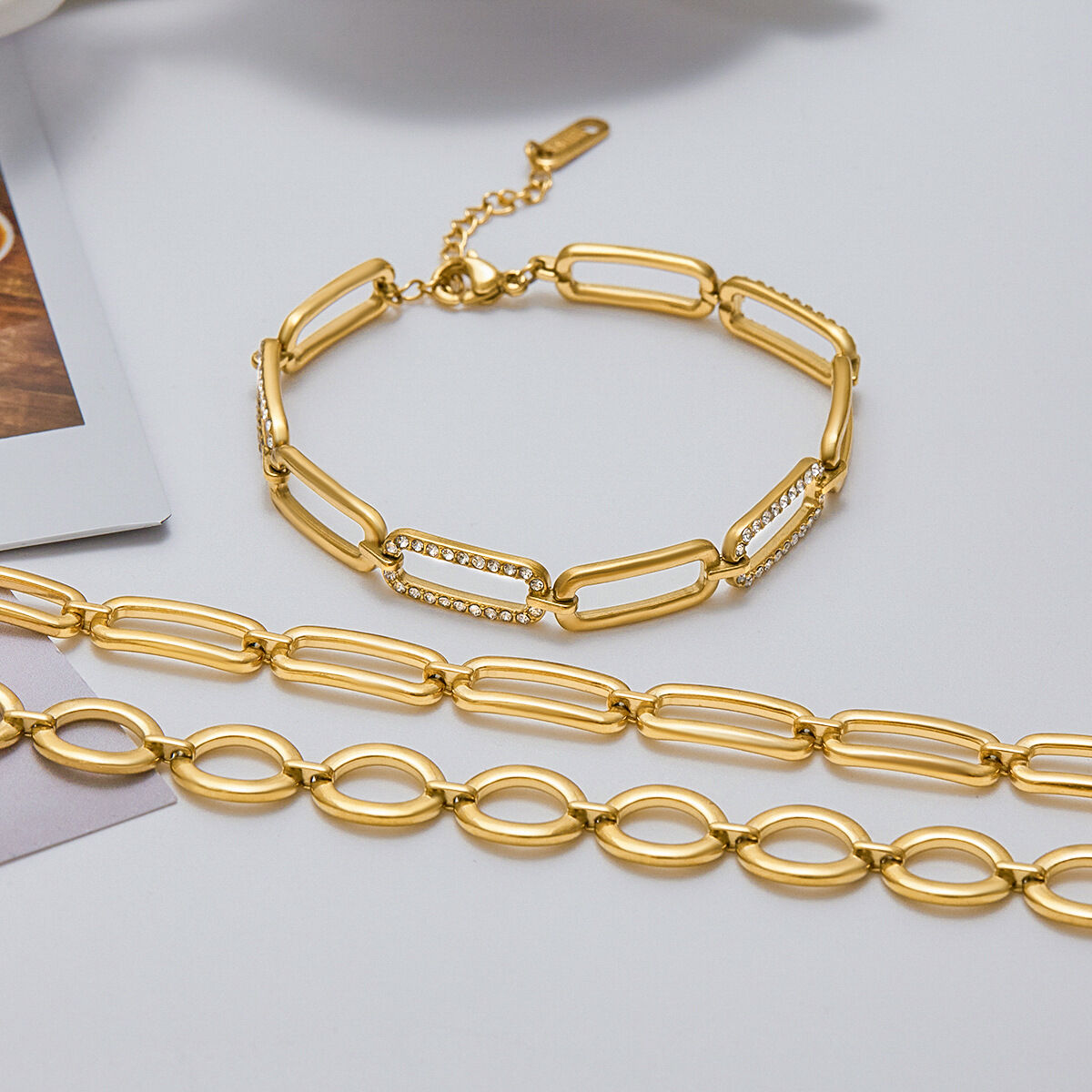 1 Piece Classic Geometric Stainless Steel Waterproof Gold Color Women's Chain Bracelets h5 Picture7