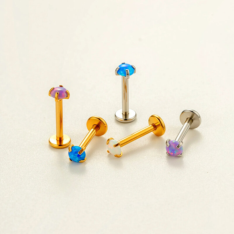 1 Piece Simple Stainless Steel Waterproof Gold Color Zircon Piercings Earring