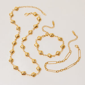1 Stück Einfaches Croissant-Armband aus Edelstahl, wasserdicht, goldfarben, für Damen h5 Bild7