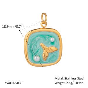 1 Piece Oceanic Stainless Steel Waterproof Gold Color DIY Pendant h5