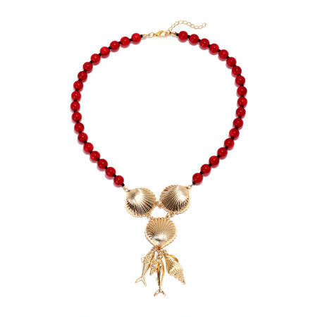 1 Piece Fish Alloy Beaded Necklace