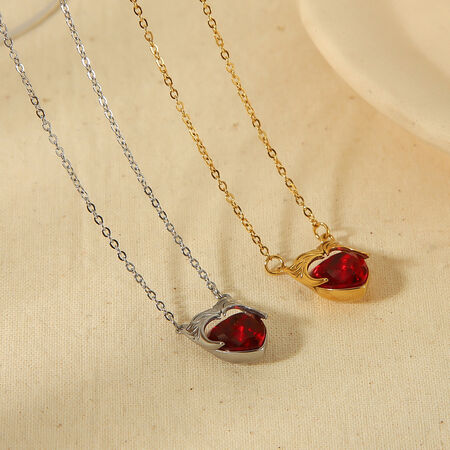 Luxurious Series Punk Heart Stainless Steel Waterproof Women's Pendant Necklaces 2