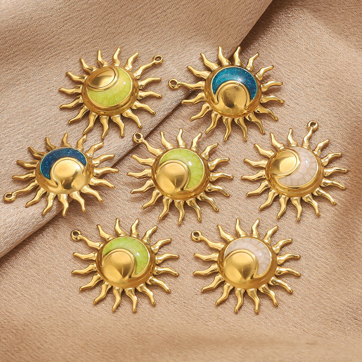 1 Piece Classic DIY Sun Stainless Steel Waterproof Gold Color Women's Pendants Picture3