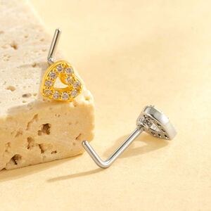 1 Piece Copper Gold Color Zircon Nose Stud h5 Picture3