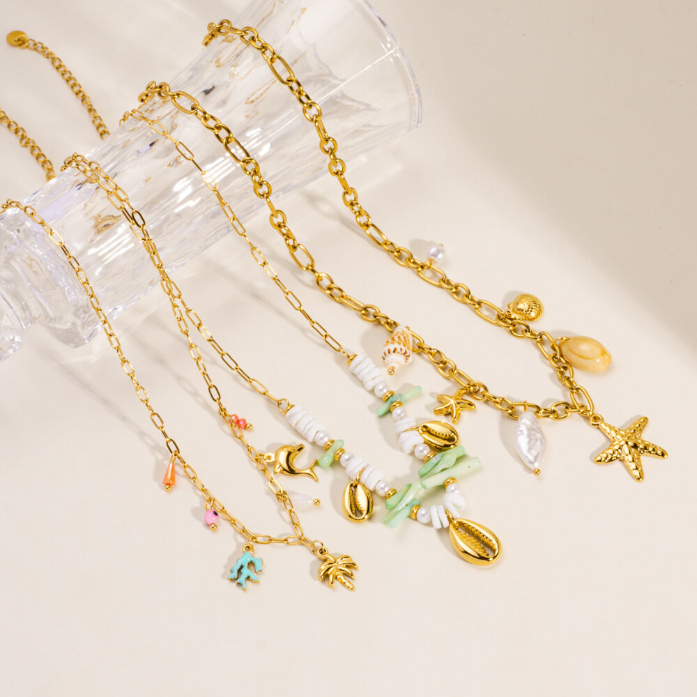 1 Pair Romantic Series DIY Turtle Stainless Steel Waterproof  Women's Pendant Necklaces