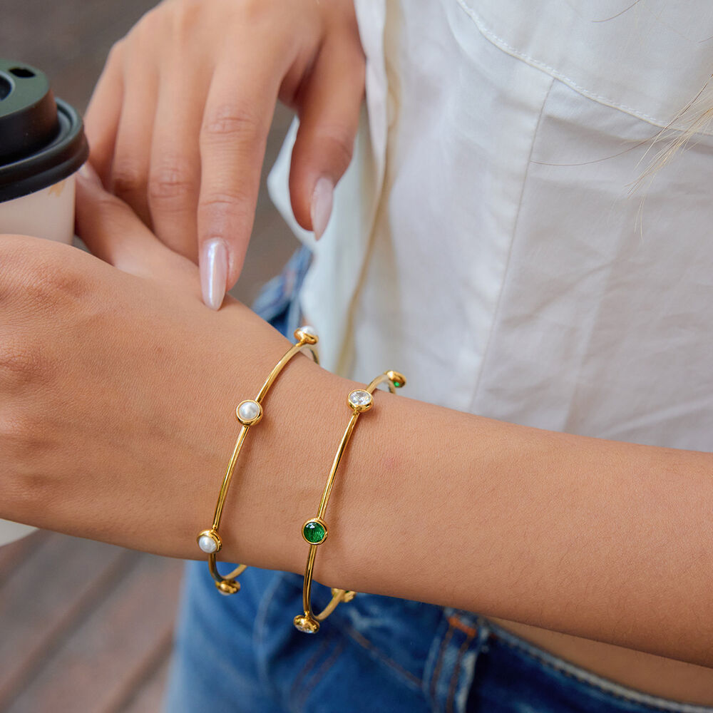 1 Piece Classic Series Retro Geometric Stainless Steel Waterproof Gold Color Women's Bangles Picture4