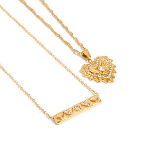 1 Piece Elegant Heart Stainless Steel Waterproof Gold Color Women's Pendant Necklaces h5 Picture8
