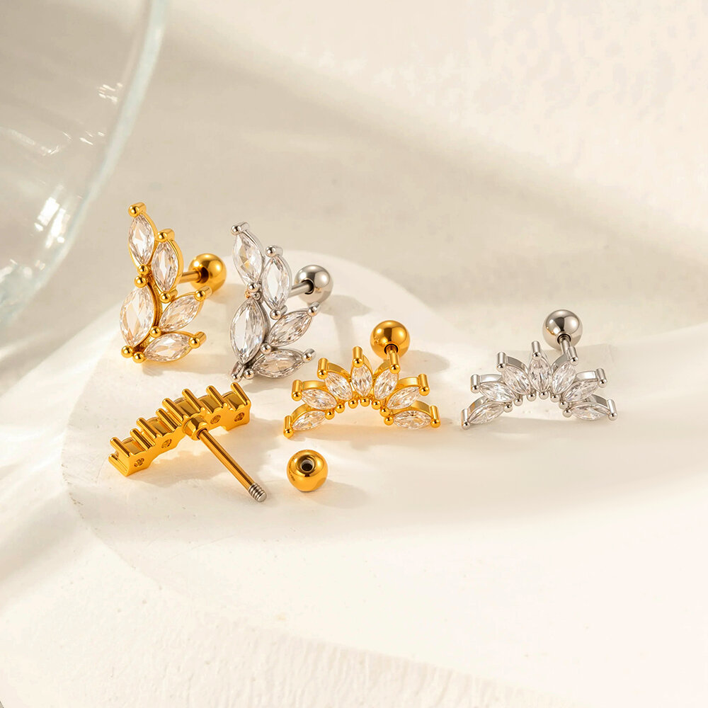 1 Stück Kupfer Gold Farbe Zirkon Piercings Ohrringe h5 Bild3