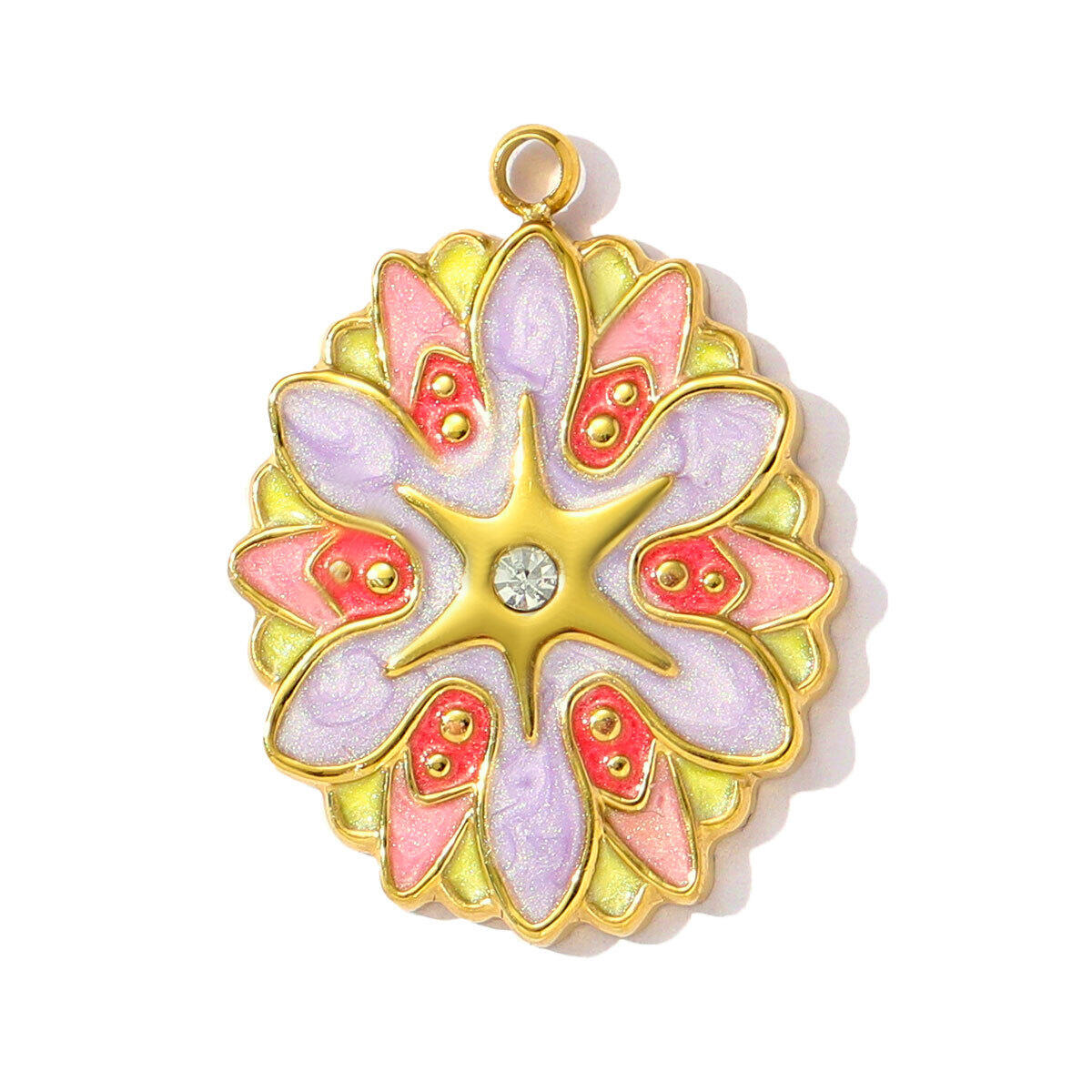 1 Piece Luxurious Series DIY Flower Stainless Steel Waterproof Gold Color Women's Pendants h5 