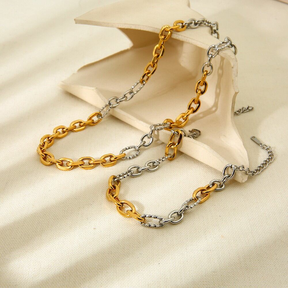 Pulseras de mujer de acero inoxidable, resistentes al agua, de color dorado, con cadena diaria de serie sencilla h5 Imagen4