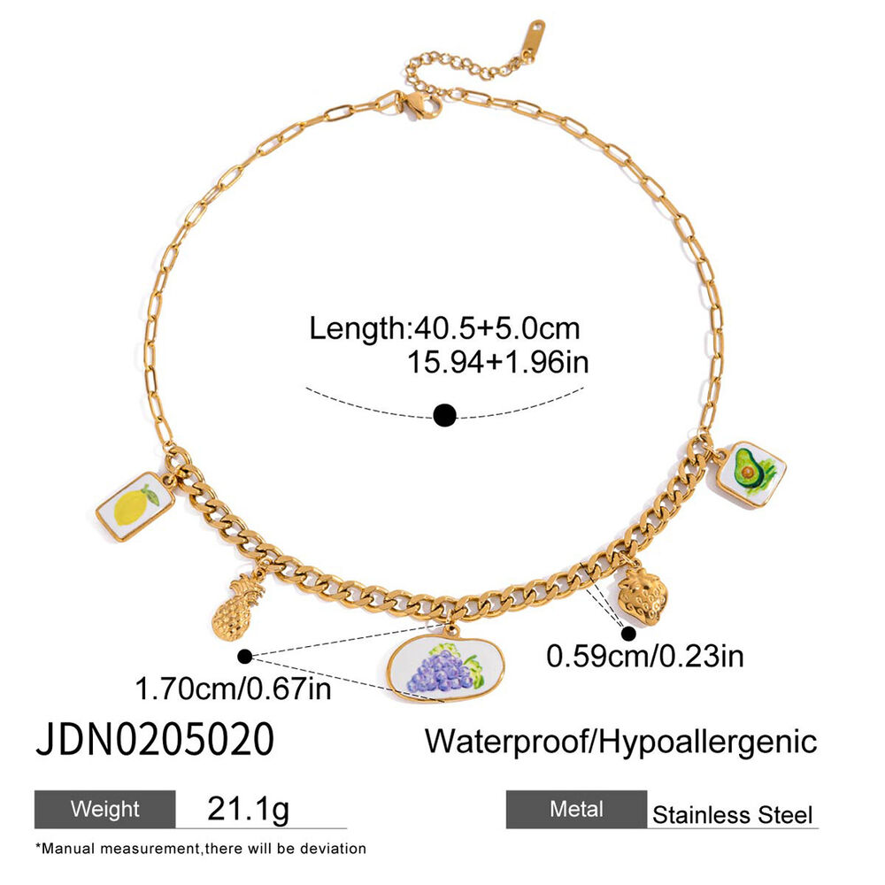 1 Piece Romantic Fruits Stainless Steel Waterproof Gold Color Women's Pendant Necklaces