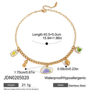 1 Piece Romantic Fruits Stainless Steel Waterproof Gold Color Women's Pendant Necklaces h5
