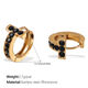 Eh1106Bkg Black Diamond Gold Hoop Earrings