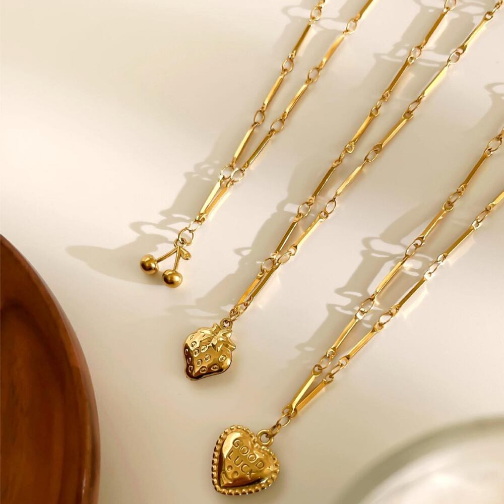 1 Piece Fruit Stainless Steel Waterproof Gold Color Pendant Necklace h5Picture3