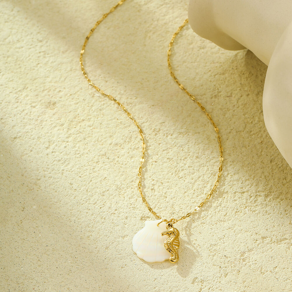 Vacation Turtle Stainless Steel Waterproof Gold Color Women's Pendant Necklaces Picture4