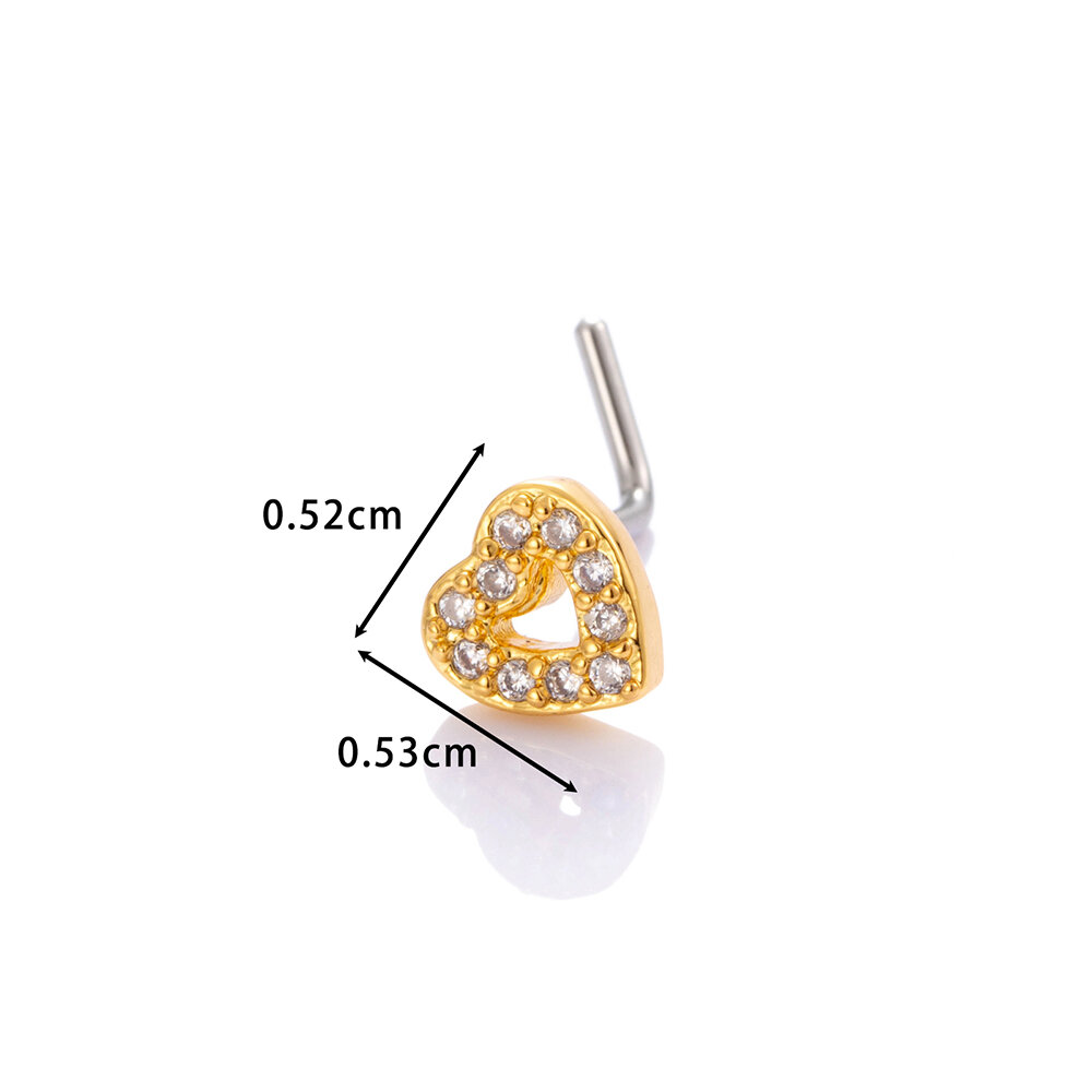 1 Piece Copper Gold Color Zircon Nose Stud Picture2
