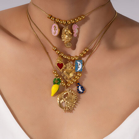 1 Piece Romantic Series Elegant Heart Stainless Steel Waterproof Gold Color Women's Pendant Necklaces