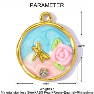 1 Piece Luxurious Series Diy Flower Stainless Steel Waterproof Gold Color Women's Pendants h5 Picture2