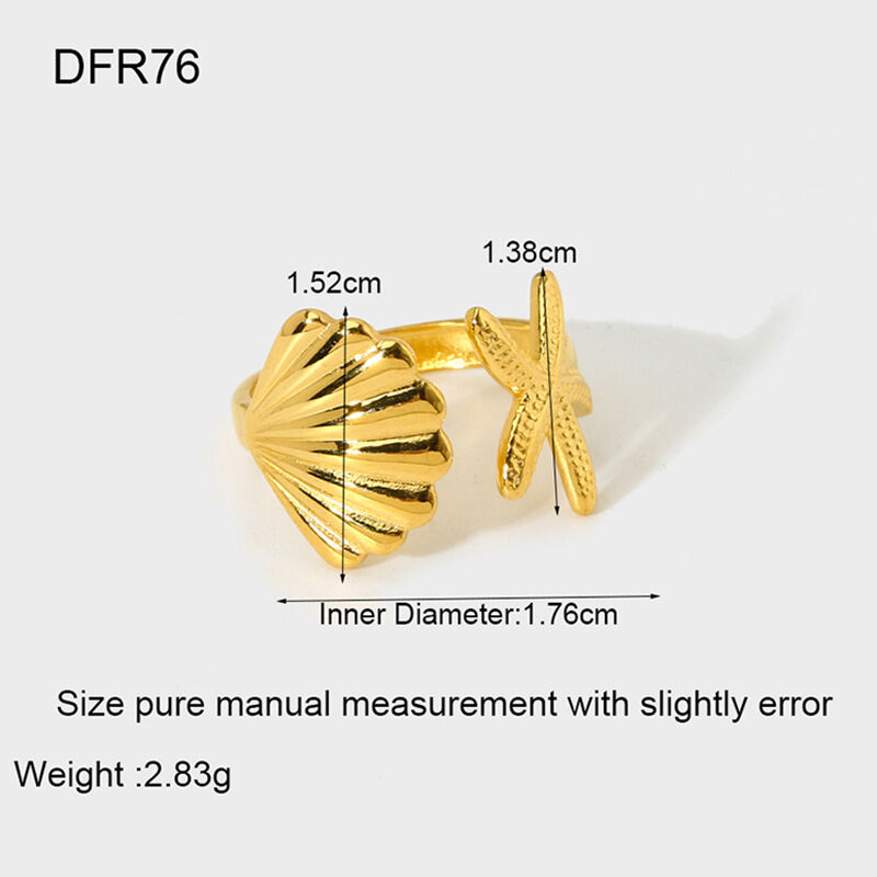 Anillos ajustables de acero inoxidable resistentes al agua para mujer con diseño de tortuga de vacaciones de la serie romántica h5 