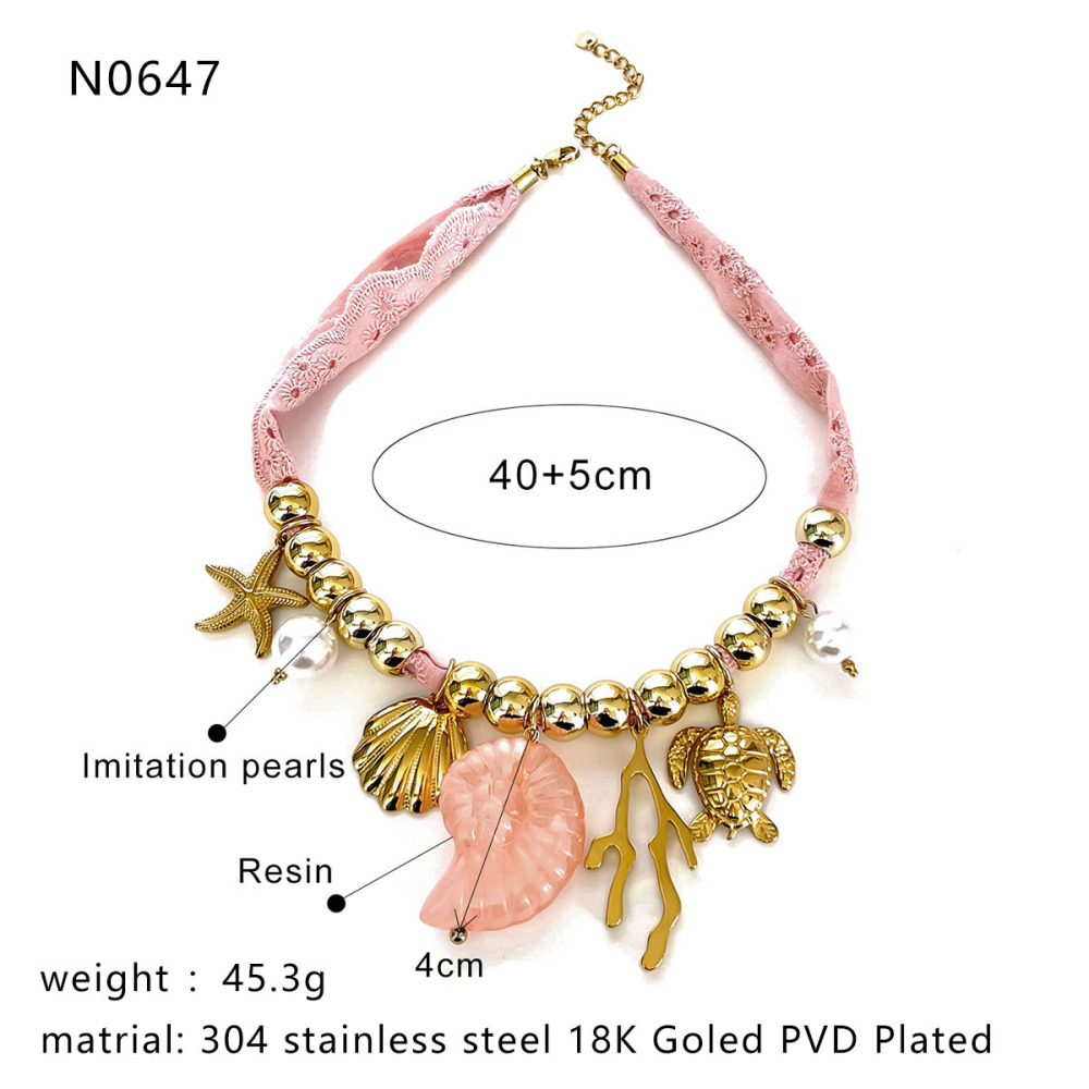 1 Piece Oceanic Stainless Steel Waterproof Gold Color Pendant Necklace h5Picture2